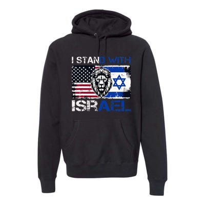 I Stand With Israel US Support Lion Love Israeli Brotherhood Premium Hoodie