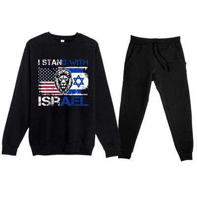 I Stand With Israel US Support Lion Love Israeli Brotherhood Premium Crewneck Sweatsuit Set