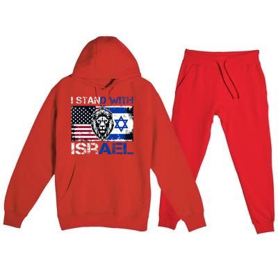 I Stand With Israel US Support Lion Love Israeli Brotherhood Premium Hooded Sweatsuit Set