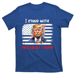 I Stand With President Trump Distressed American Flag Suppor Cool Gift T-Shirt