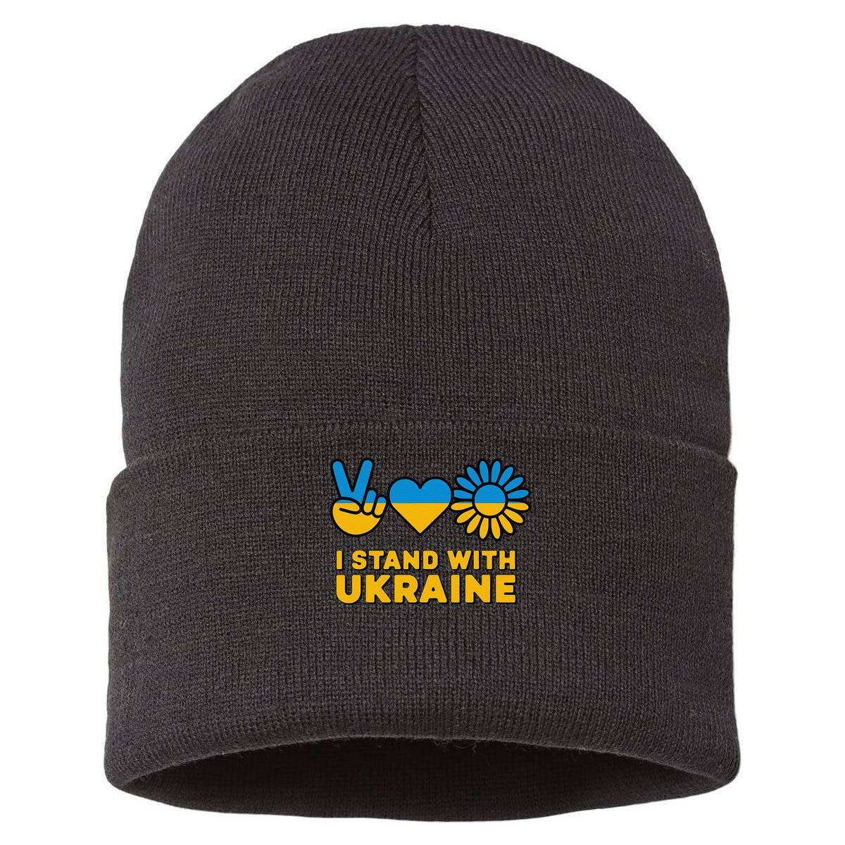 I Stand With Ukraine Save Free Support Ukraine Retro Sustainable Knit Beanie