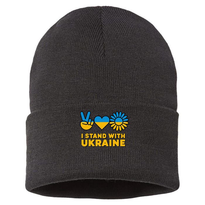 I Stand With Ukraine Save Free Support Ukraine Retro Sustainable Knit Beanie