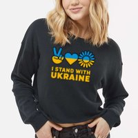 I Stand With Ukraine Save Free Support Ukraine Retro Cropped Pullover Crew