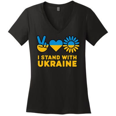 I Stand With Ukraine Save Free Support Ukraine Retro Women's V-Neck T-Shirt