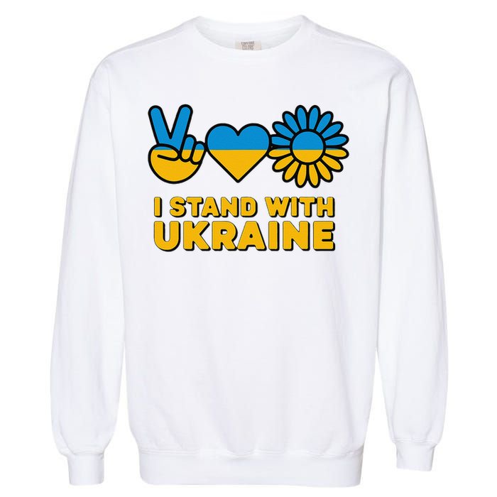 I Stand With Ukraine Save Free Support Ukraine Retro Garment-Dyed Sweatshirt