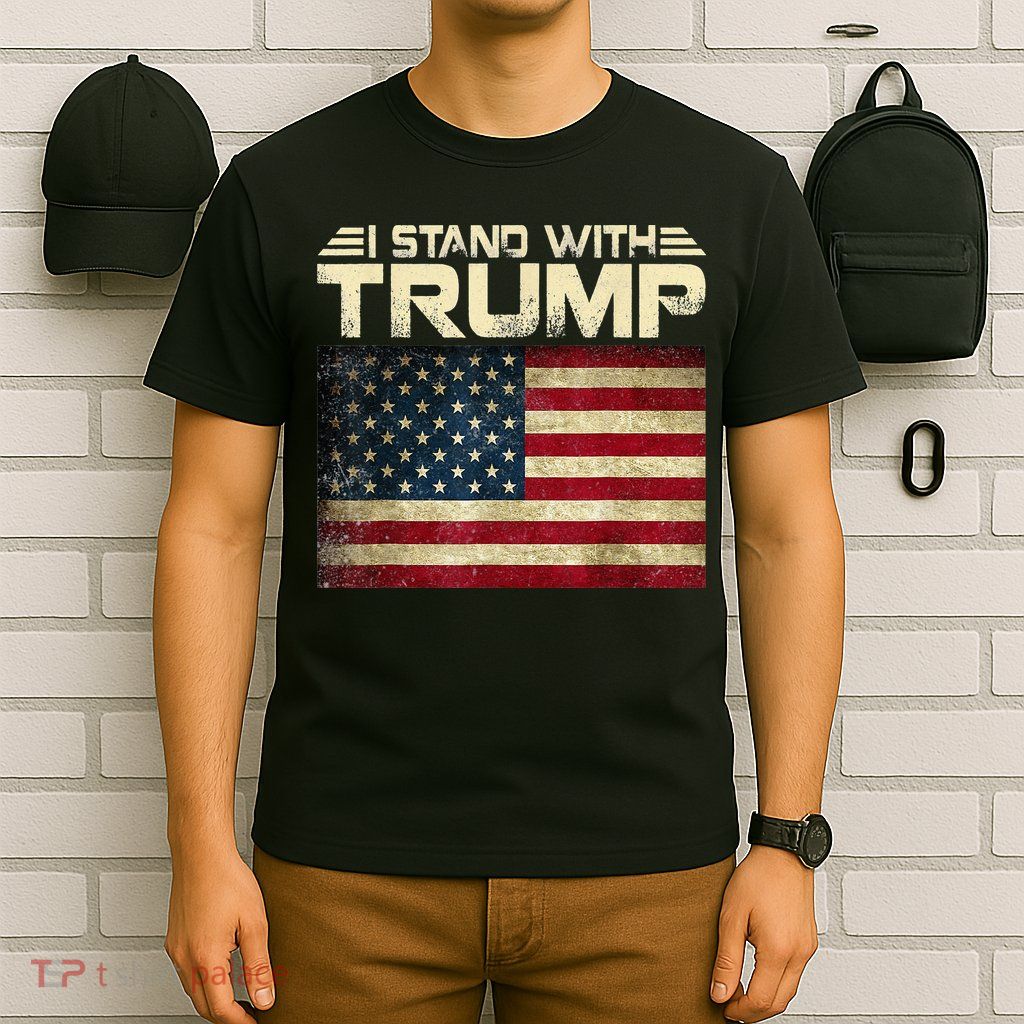 I Stand With Trump American Flag USA Vintage T-Shirt