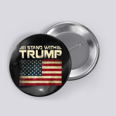 I Stand With Trump American Flag USA Vintage Button