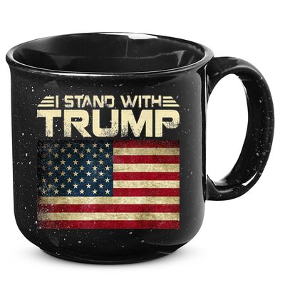 I Stand With Trump American Flag USA Vintage 15oz Campfire Ceramic Mug