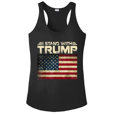 I Stand With Trump American Flag USA Vintage Ladies PosiCharge Competitor Racerback Tank