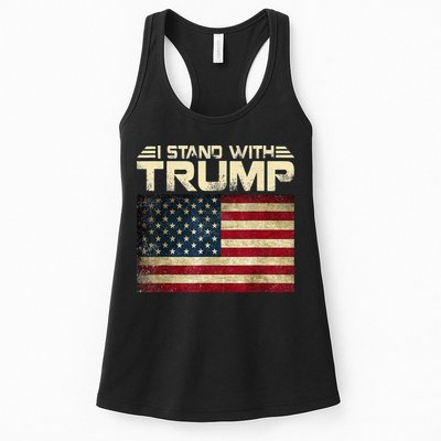 I Stand With Trump American Flag USA Vintage Womens Tank Top