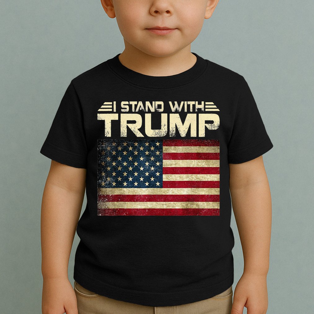 I Stand With Trump American Flag USA Vintage Toddler T-Shirt