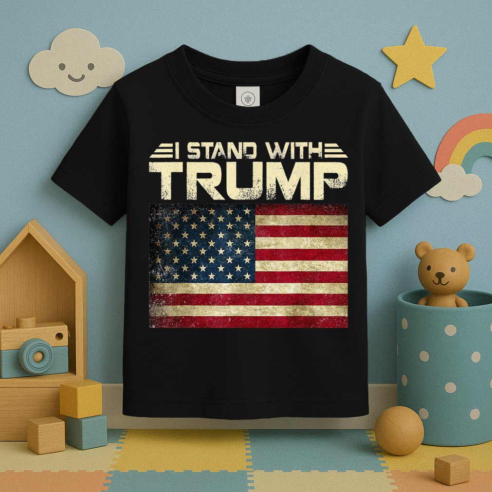 I Stand With Trump American Flag USA Vintage Toddler T-Shirt