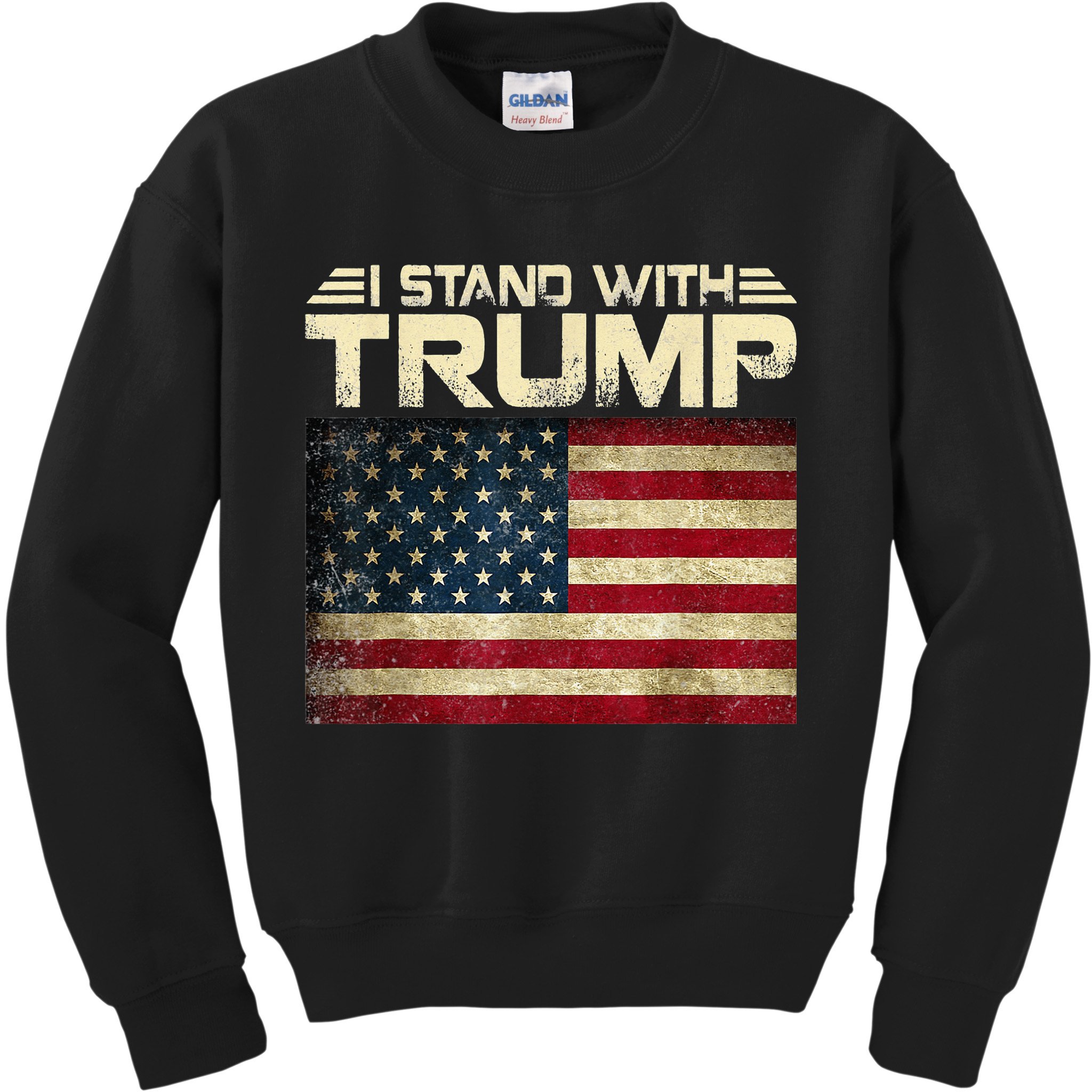 I Stand With Trump American Flag USA Vintage Kids Sweatshirt