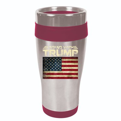 I Stand With Trump American Flag USA Vintage 16oz Travel Tumbler