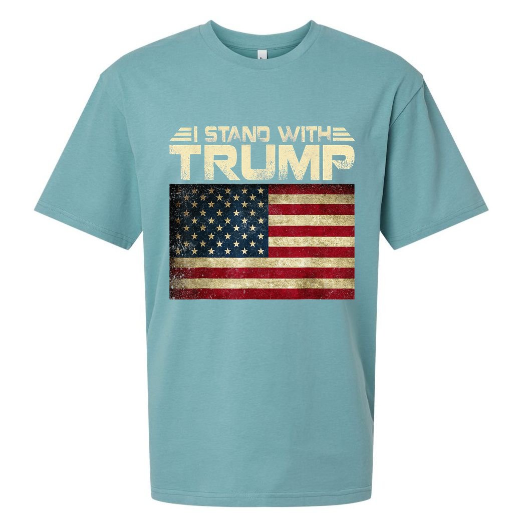 I Stand With Trump American Flag USA Vintage Sueded Cloud Jersey T-Shirt