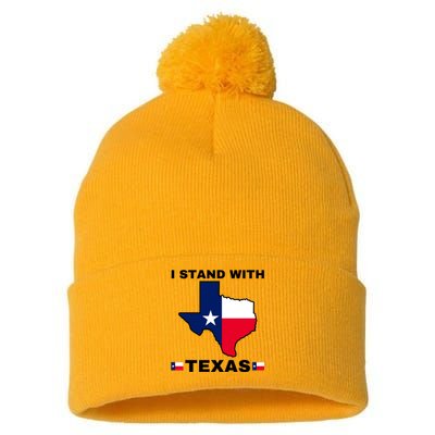 I Stand With Texas Pom Pom 12in Knit Beanie