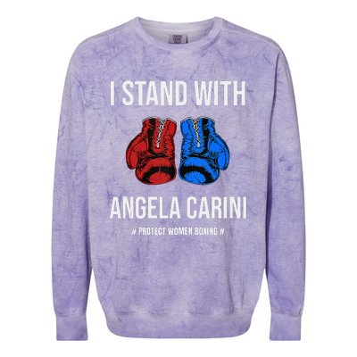 I Stand With Angela Carini Boxer Protect Women Boxing Colorblast Crewneck Sweatshirt