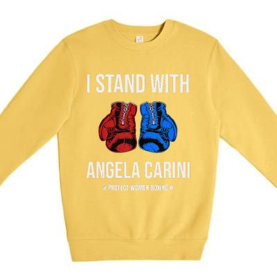 I Stand With Angela Carini Boxer Protect Women Boxing Premium Crewneck Sweatshirt