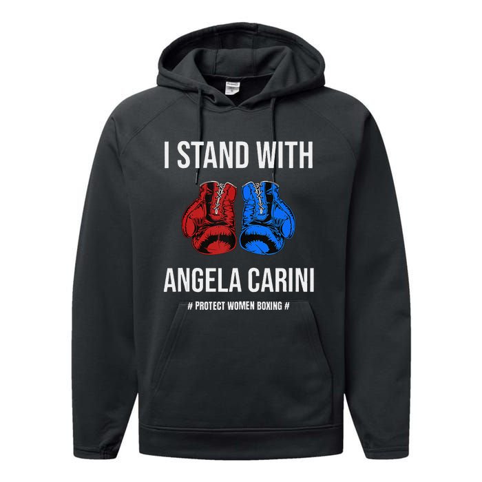 I Stand With Angela Carini Boxer Protect Women Boxing Performance Fleece Hoodie