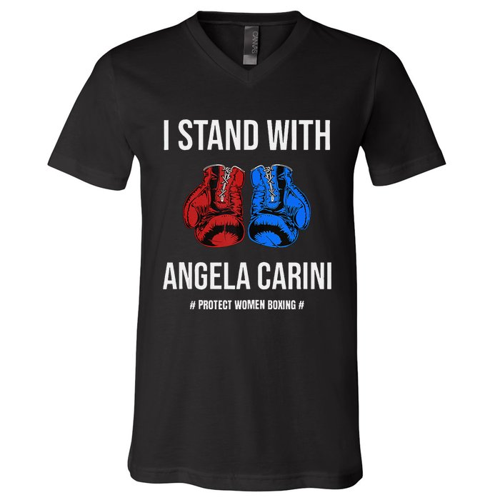 I Stand With Angela Carini Boxer Protect Women Boxing V-Neck T-Shirt