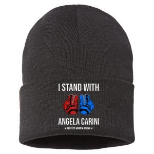 I Stand With Angela Carini Boxer Protect Women Boxing Sustainable Knit Beanie