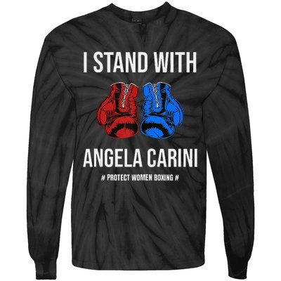 I Stand With Angela Carini Boxer Protect Women Boxing Tie-Dye Long Sleeve Shirt