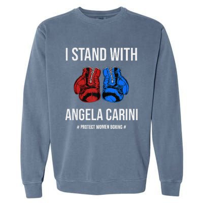 I Stand With Angela Carini Boxer Protect Women Boxing Garment-Dyed Sweatshirt