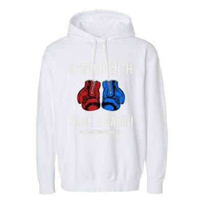 I Stand With Angela Carini Boxer Protect Women Boxing Garment-Dyed Fleece Hoodie