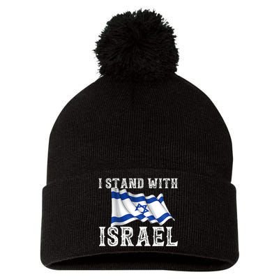 I Stand With Israel Israeli Palestinian Conflict Pro Israel Pom Pom 12in Knit Beanie