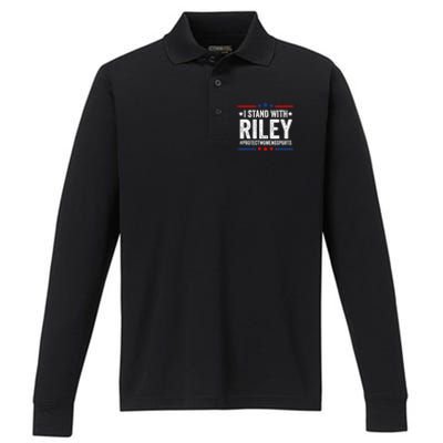 I Stand With Riley Protect Womens Sports Performance Long Sleeve Polo