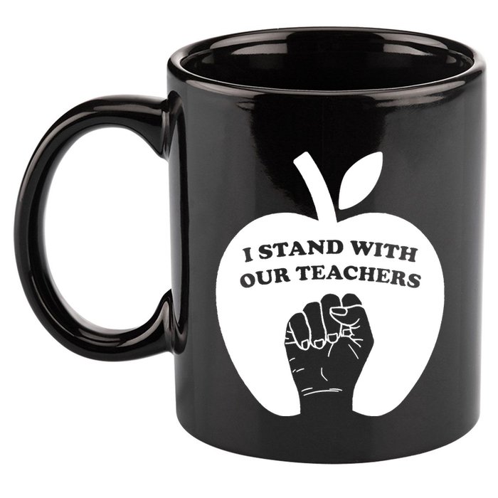 I Stand With Our Teachers & Stand Against Book Banning! 11oz C Handle Ceramic Mug