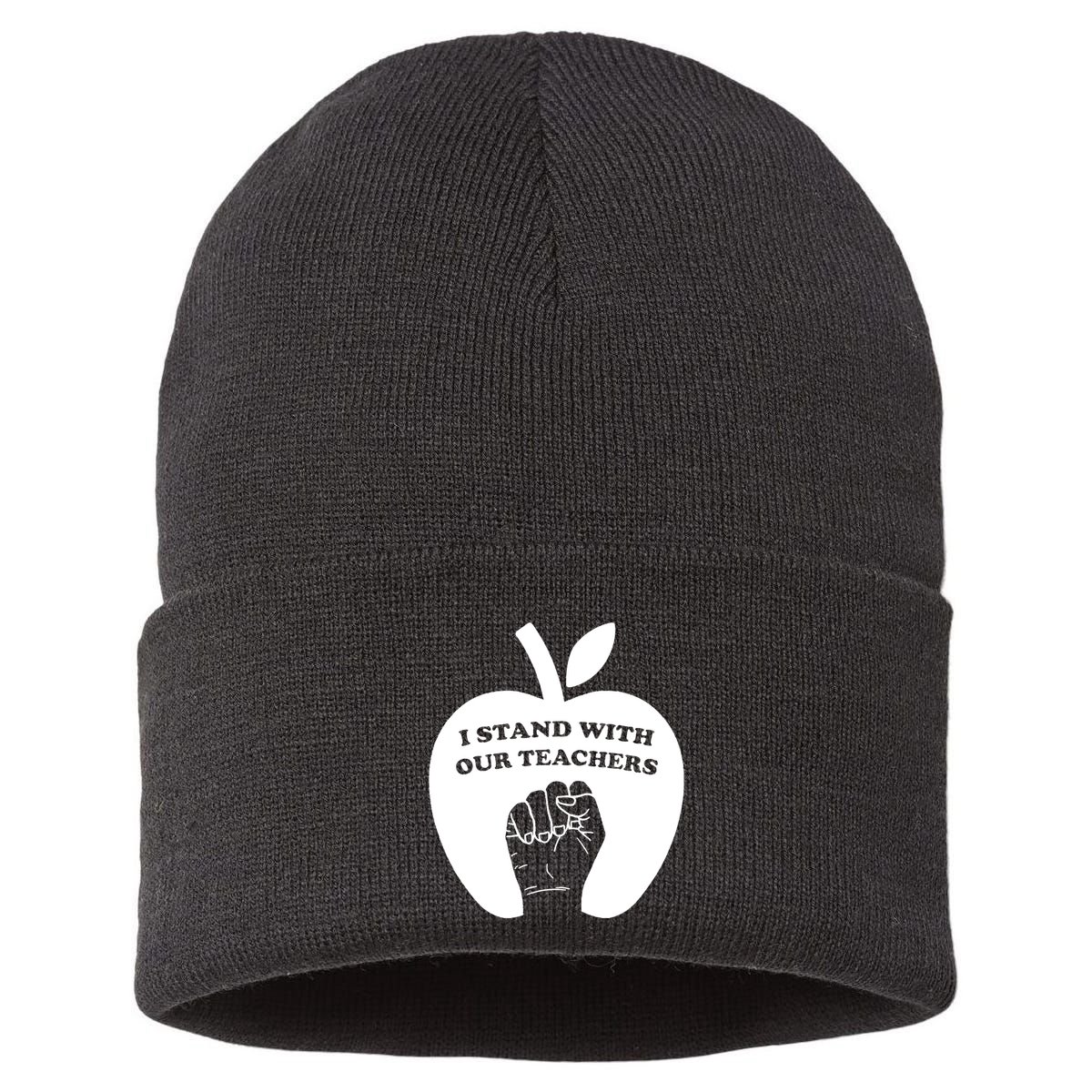 I Stand With Our Teachers & Stand Against Book Banning! Sustainable Knit Beanie