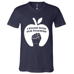 I Stand With Our Teachers & Stand Against Book Banning! V-Neck T-Shirt