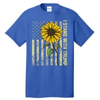 I Stand With Trump 2024 Vintage Us Flag With Sunflower Gift Tall T-Shirt