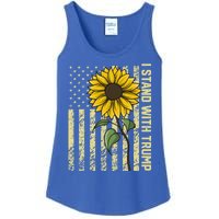 I Stand With Trump 2024 Vintage Us Flag With Sunflower Gift Ladies Essential Tank