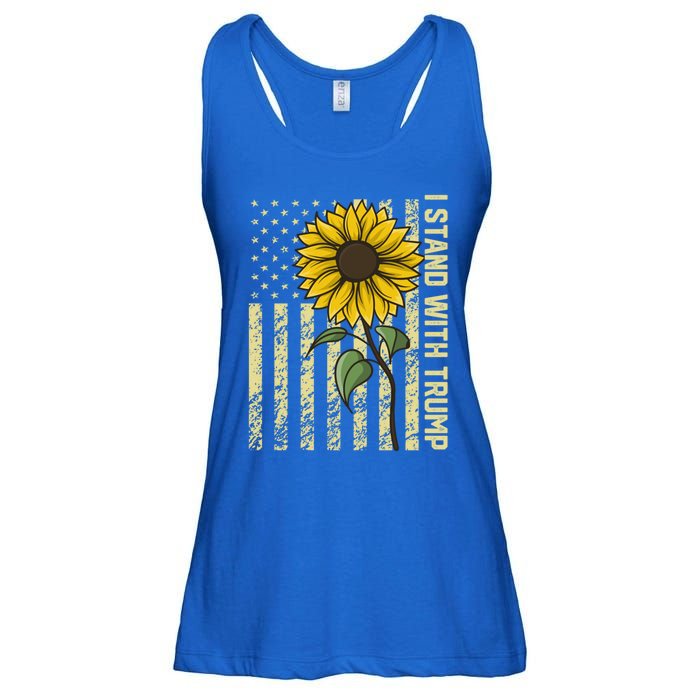 I Stand With Trump 2024 Vintage Us Flag With Sunflower Gift Ladies Essential Flowy Tank