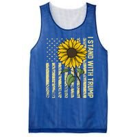 I Stand With Trump 2024 Vintage Us Flag With Sunflower Gift Mesh Reversible Basketball Jersey Tank