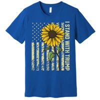 I Stand With Trump 2024 Vintage Us Flag With Sunflower Gift Premium T-Shirt