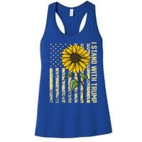 I Stand With Trump 2024 Vintage Us Flag With Sunflower Gift Women's Racerback Tank