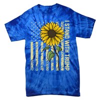 I Stand With Trump 2024 Vintage Us Flag With Sunflower Gift Tie-Dye T-Shirt