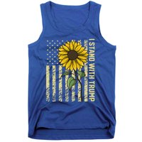 I Stand With Trump 2024 Vintage Us Flag With Sunflower Gift Tank Top