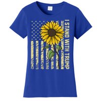 I Stand With Trump 2024 Vintage Us Flag With Sunflower Gift Women's T-Shirt