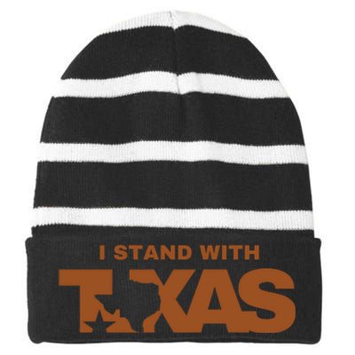 I Stand With Texas Striped Beanie with Solid Band