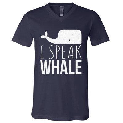 I Speak Whale Funny Animal Lover Cute Language Whale Art V-Neck T-Shirt