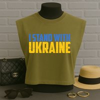 I Stand With Ukraine Support Ukraine Garment-Dyed Women's Muscle Tee