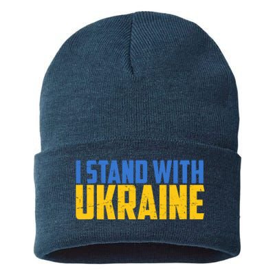 I Stand With Ukraine Support Ukraine Sustainable Knit Beanie