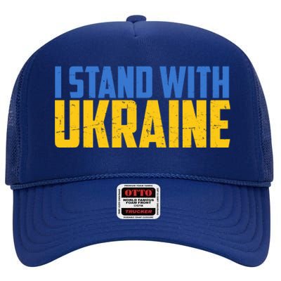 I Stand With Ukraine Support Ukraine High Crown Mesh Back Trucker Hat