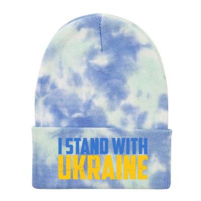 I Stand With Ukraine Support Ukraine Tie Dye 12in Knit Beanie