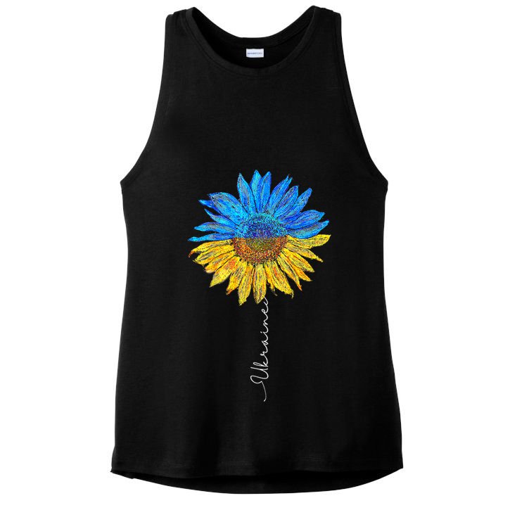 I Stand with Ukraine Ukraine Flag Sunflower Vintage Ladies PosiCharge Tri-Blend Wicking Tank