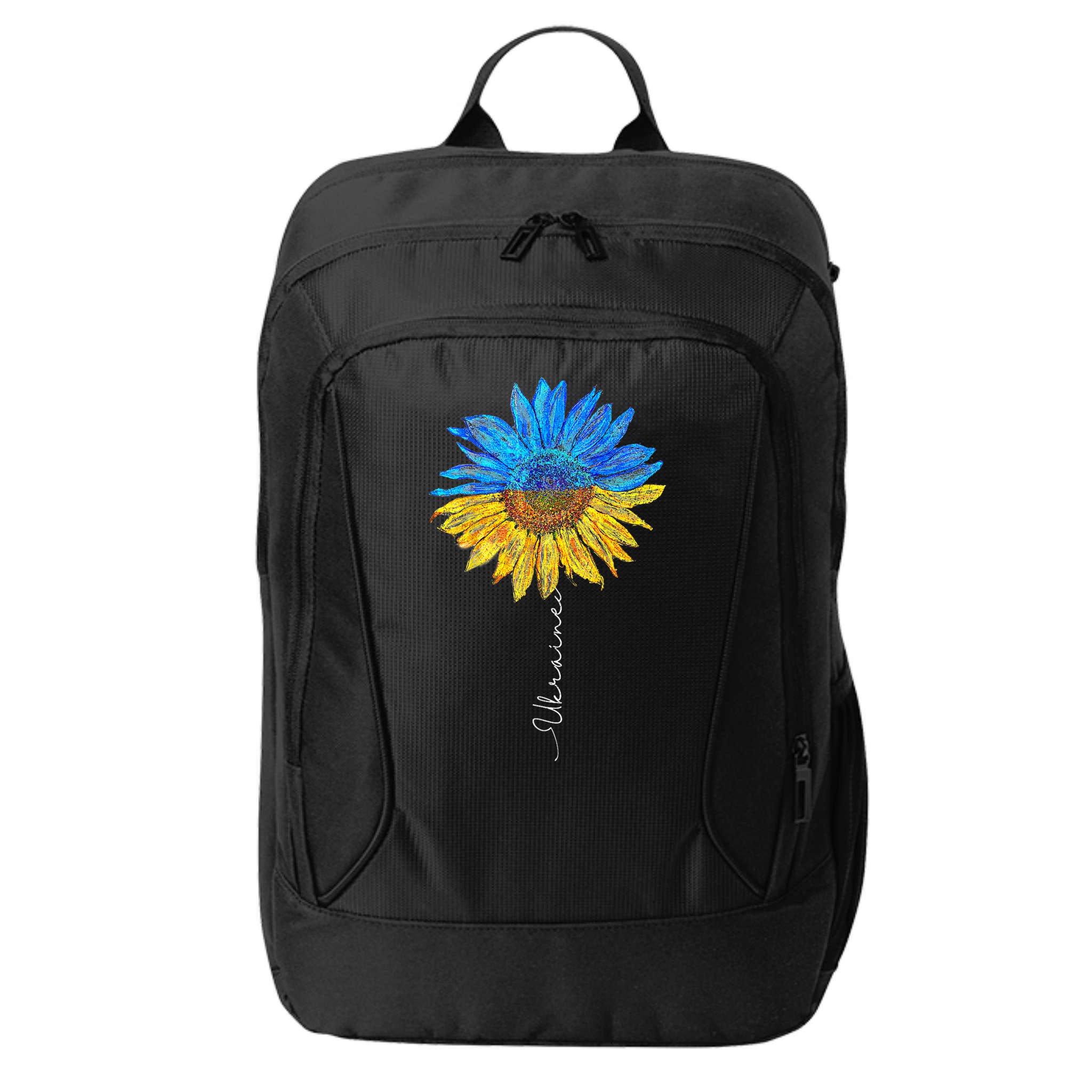 I Stand with Ukraine Ukraine Flag Sunflower Vintage City Backpack